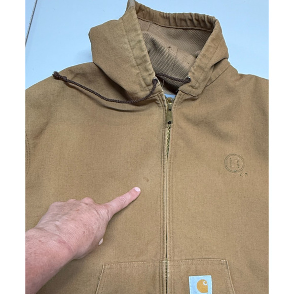 Vintage Carhartt Jacket Mens 2XL Brown Canvas Full Zip Hooded Thermal Coat JR106 - Picture 5 of 11